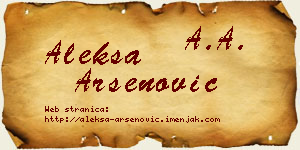 Aleksa Arsenović vizit kartica